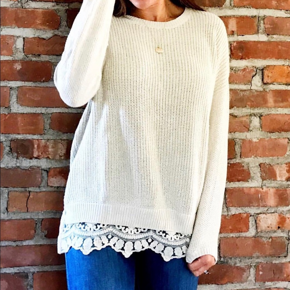 Urban Outfitters Pins & Needle Lace Trim Sweater